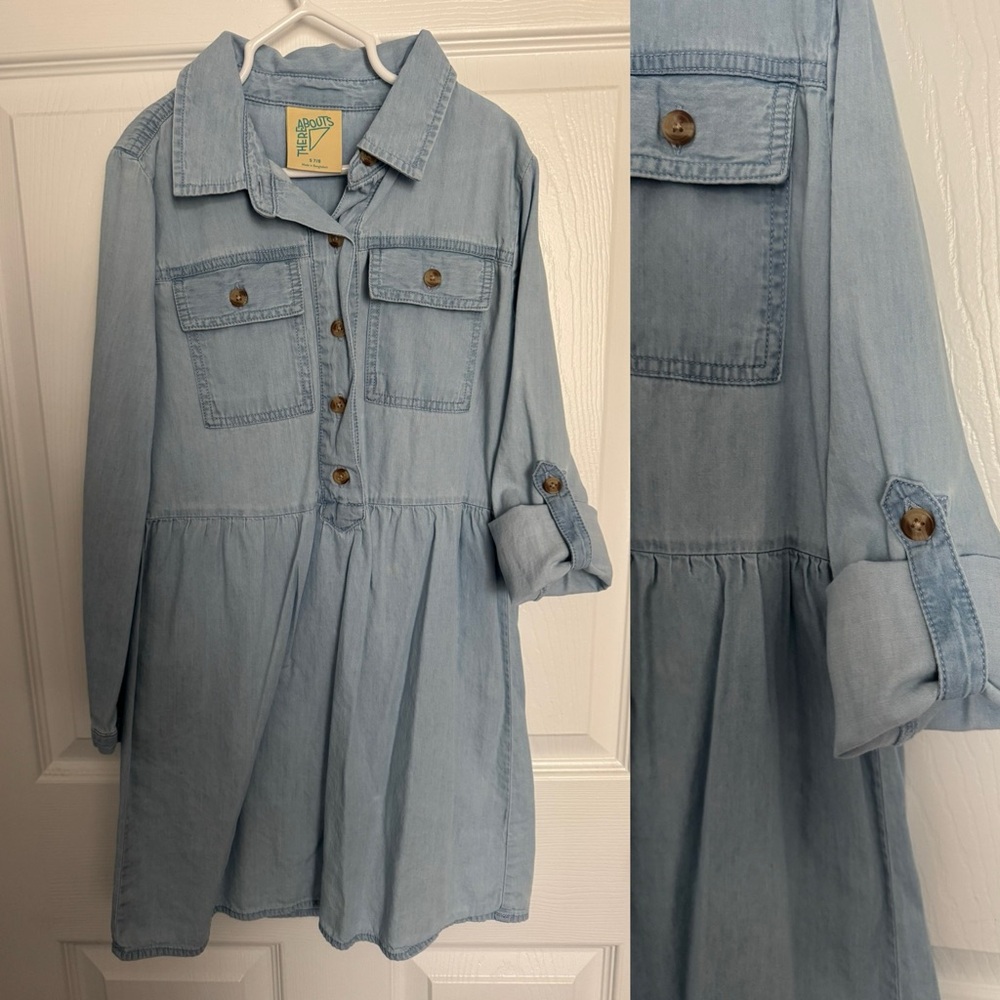 Stylish Light Blue Kids Denim Dress